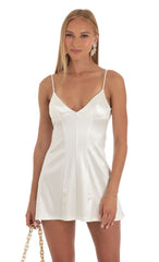 Satin Dress in White