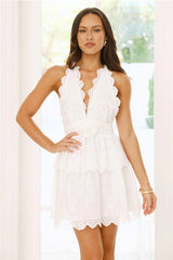 Poetry Love Embroidered Mini Dress White