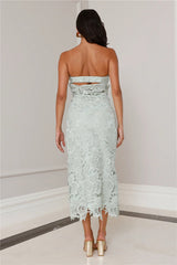 Timeless Classic Strapless Lace Maxi Dress Sage
