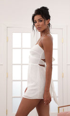 Front Twist Chiffon Dress in White