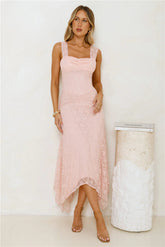 Moonrise Lace Off Shoulder Maxi Dress Pink