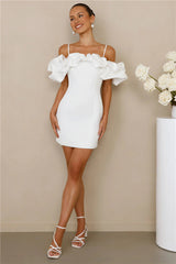 Love On Lock Off Shoulder Mini Dress White