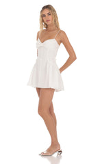 Front Bow Side Tie Dress in White