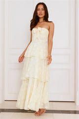 Tranquil Twilight Strapless Maxi Dress Yellow