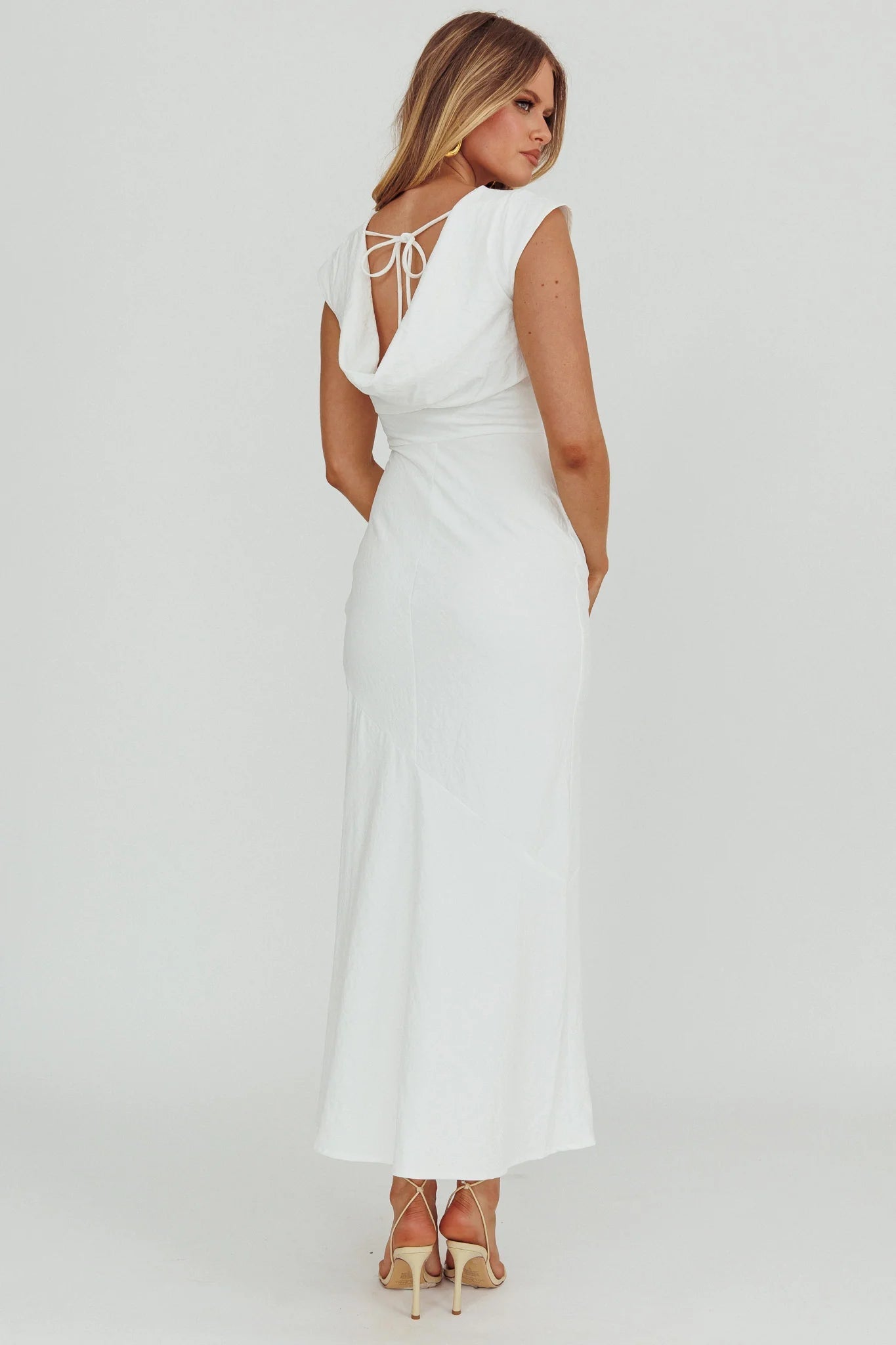 Maysa Cowl Back Maxi Dress Off White