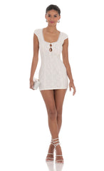 Lace Double Tie Dress in White