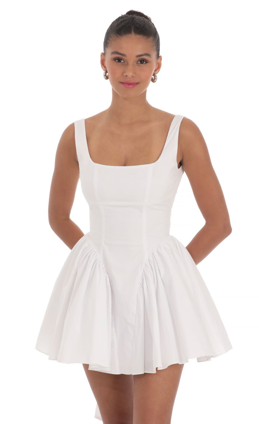 Open Back Flare Dress in White