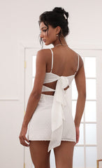 Front Twist Chiffon Dress in White