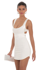 Satin Wrap Bodycon Dress in White