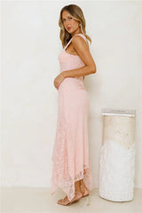 Moonrise Lace Off Shoulder Maxi Dress Pink