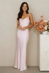 The Penelope Cowl Satin Maxi Dress Pink