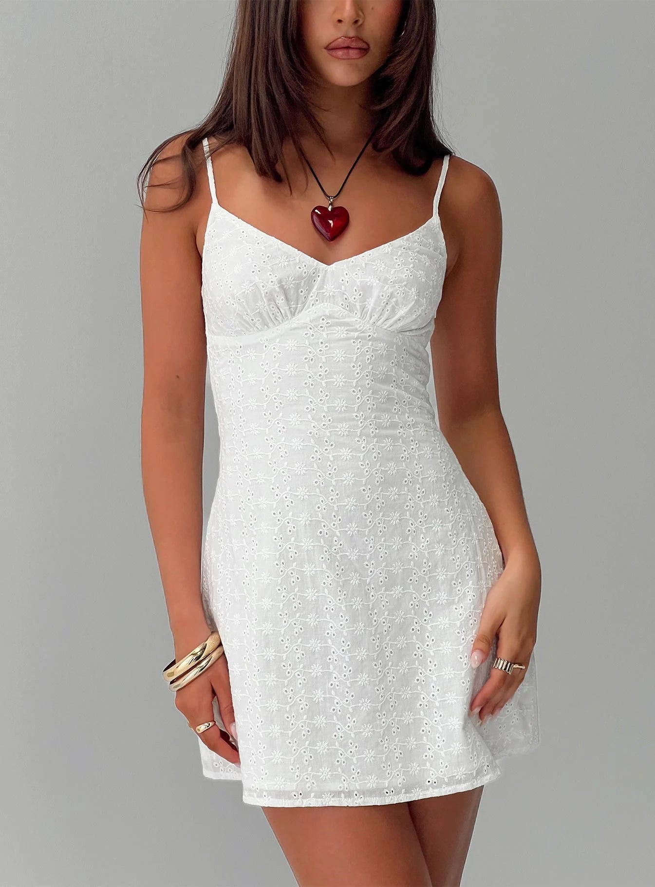 Jaye Mini Dress White Broderie