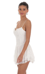 Lace Floral A-Line Dress in White