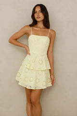Morningside Embroidered Mini Dress Yellow