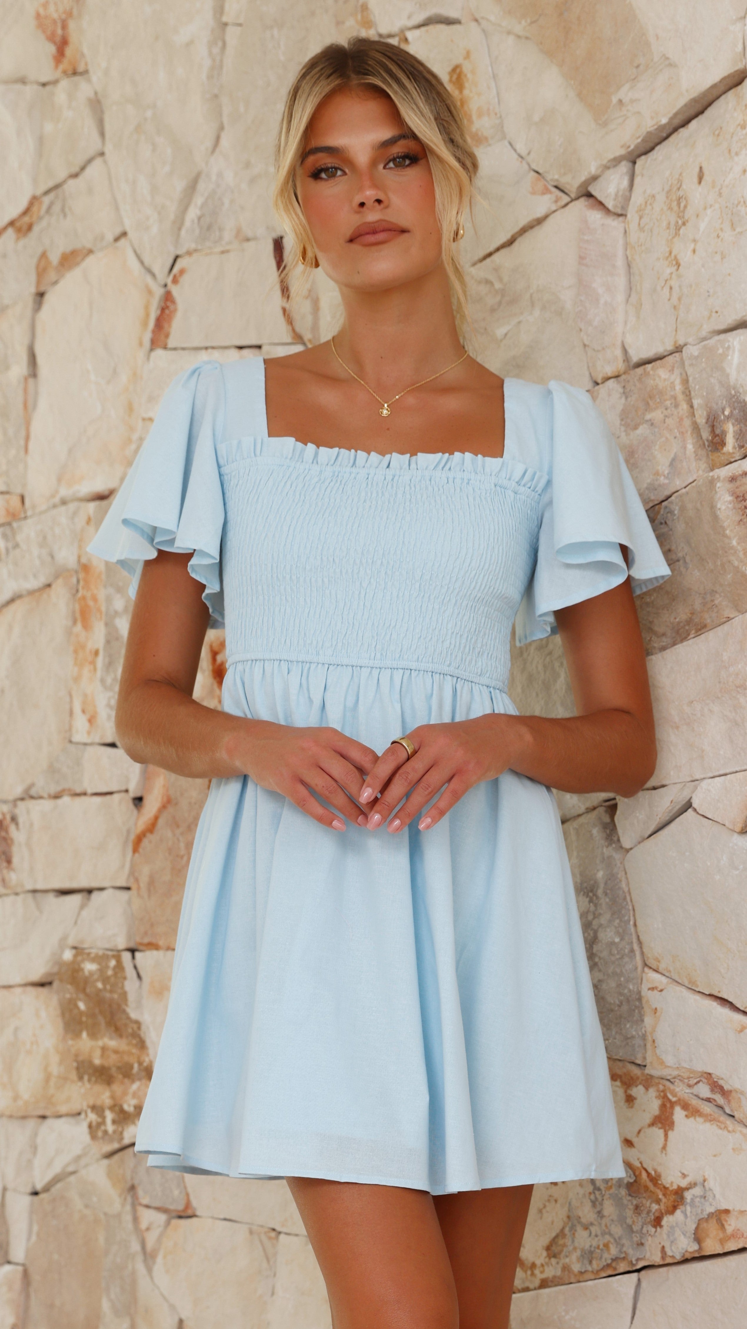 Molly Mini Dress - Sky Blue