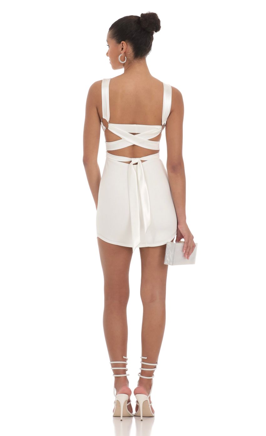 Satin Wrap Bodycon Dress in White