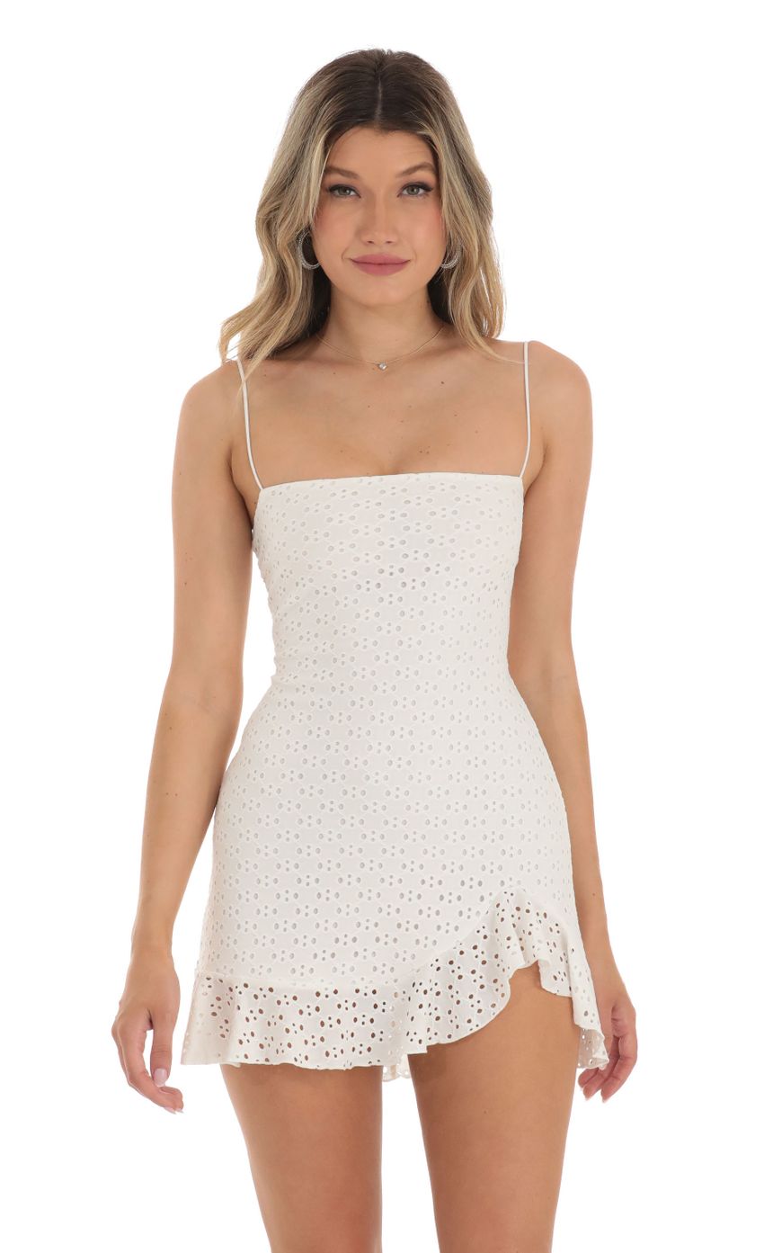 Ruffle Dress in White