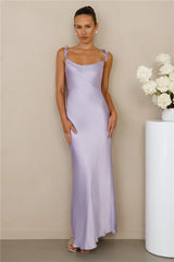The Penelope Cowl Satin Maxi Dress Lilac