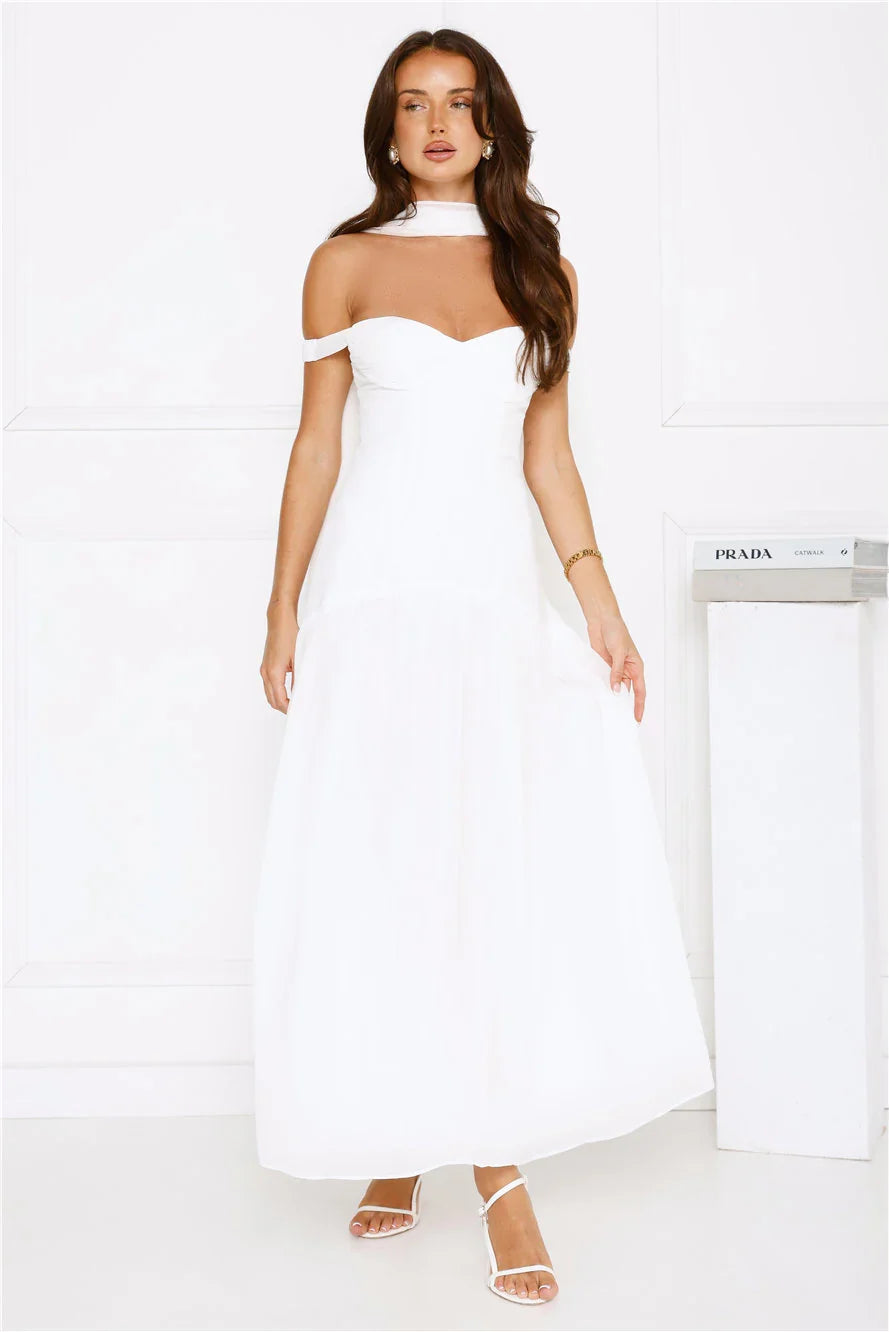 The Style Spotlight Off Shoulder Maxi Dress White