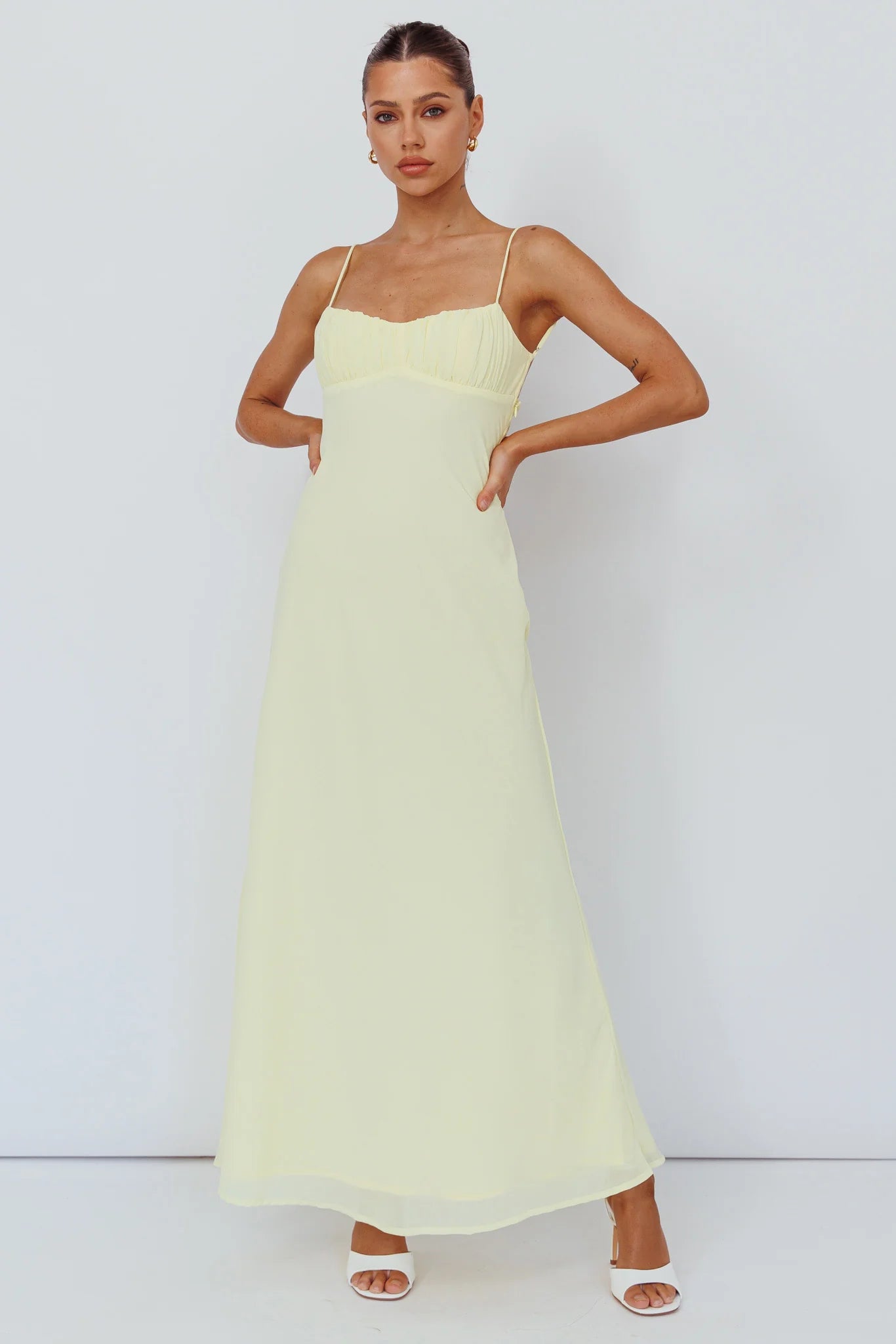 Nerida Twist Back Maxi Dress Lemon