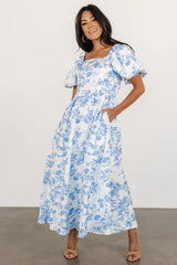 Graceland Maxi Dress | White + Blue Floral
