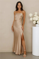 The Violetta Satin Maxi Dress Champagne