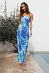 Moonlight Bloom Midi Dress Blue