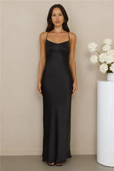 The Samara Satin Maxi Dress Black